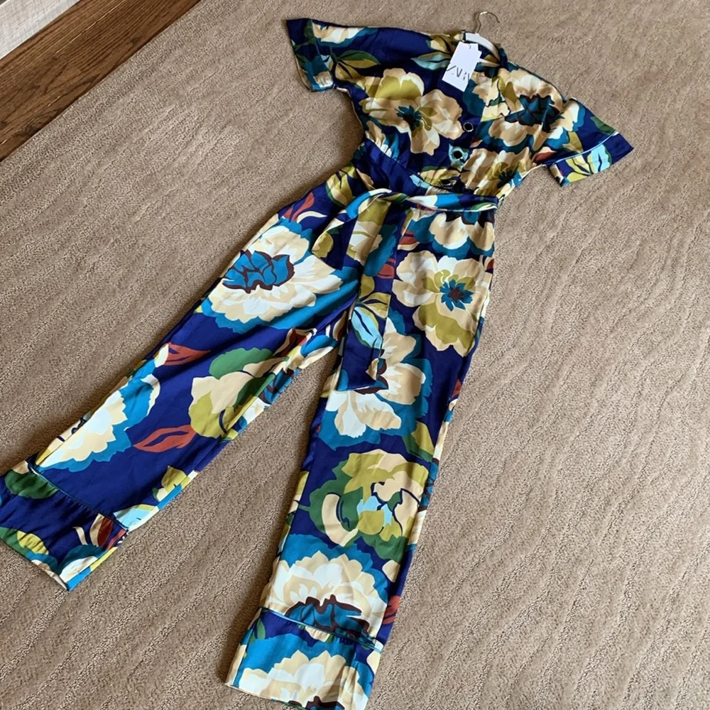Zara‎ Belted Floral Print Jumpsuit